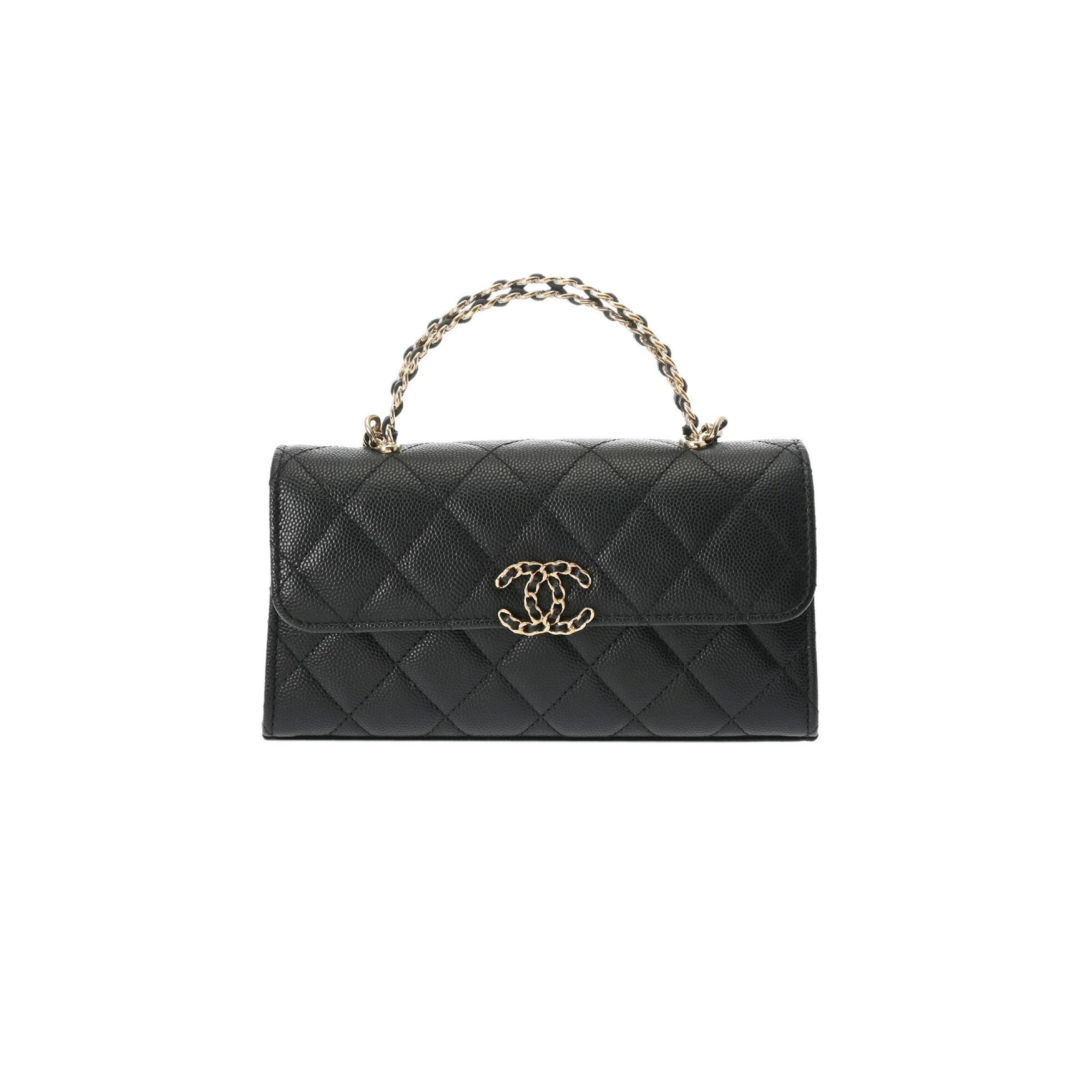 CHANEL BLACK CAVIAR LEATHER PHONE CASE SHOULDER BAG (18*10*4.5cm)